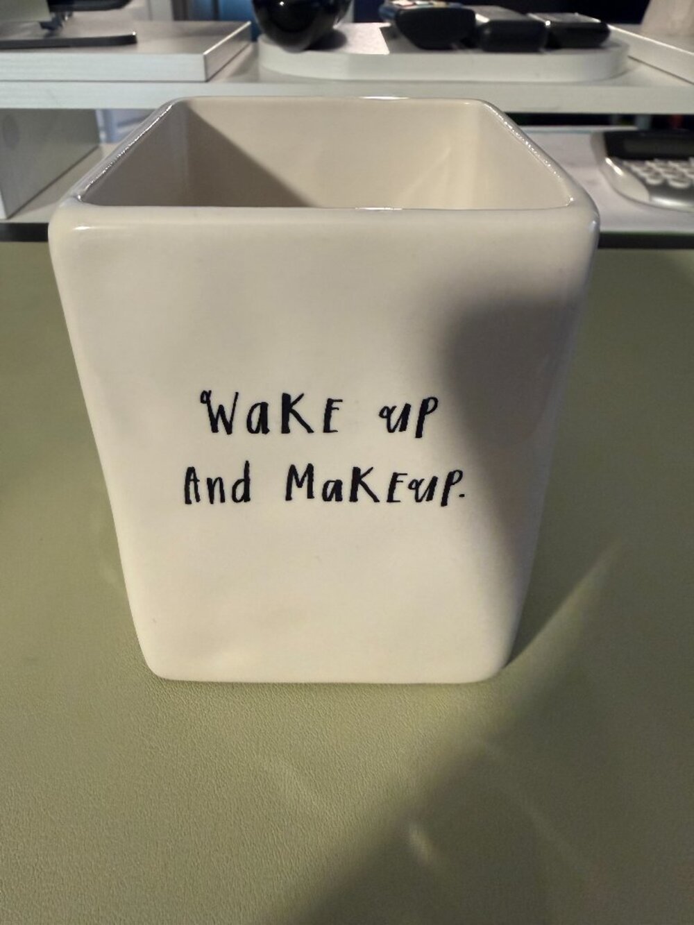 EUC - Rae Dunn Artisan Collection by Magenta - Wake up and Makeup Brush Holder